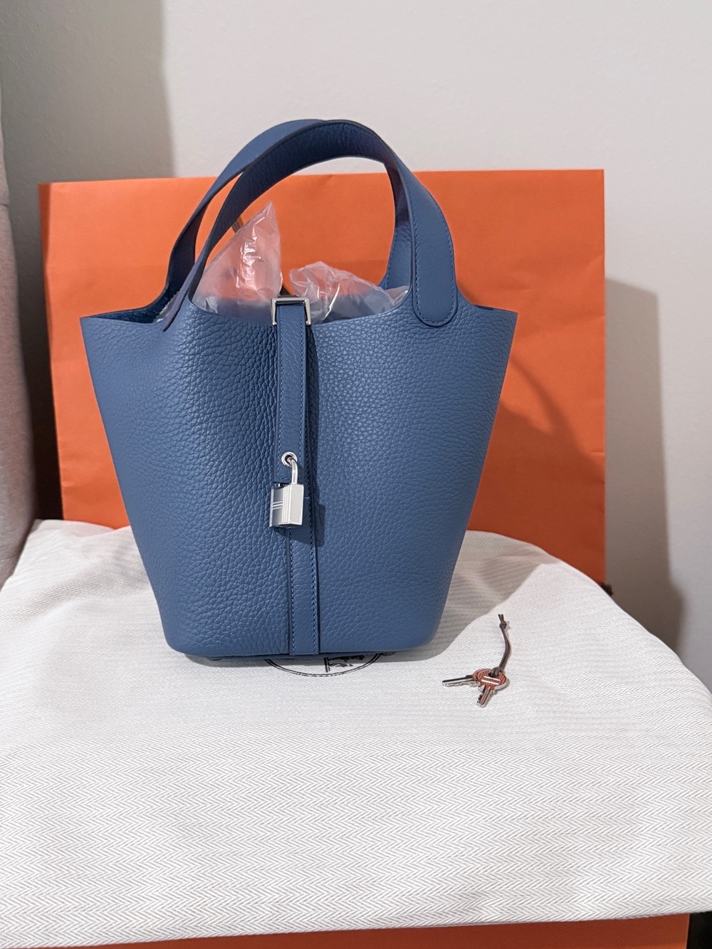 Hermes Blue Picotin 18 Lock Bag